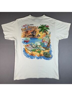 VTG Caribbean Soul Jimmy Buffett Shirt Mens L Boat Drinks 2-Sided Graphic Tee